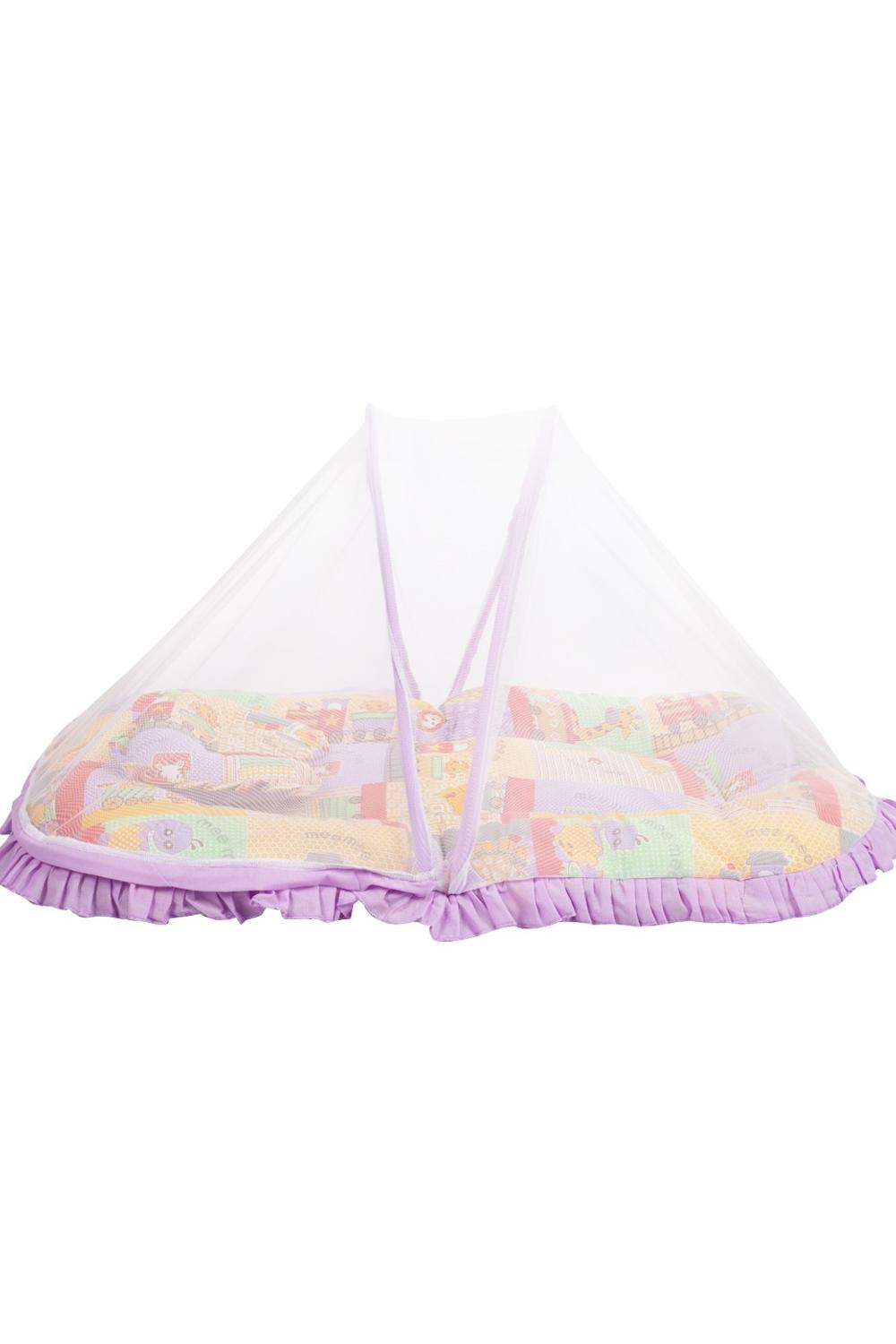 Purple Baby Mattress Set with Mosquito Net and Pillow